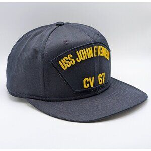 VTG USS John F Kennedy CV-67 Embroidered Snapback Hat Cap Made in USA Navy Blue